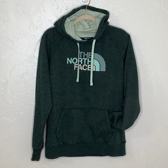 The North Face Hoodie pull over Forest & mint green Women size Large EUC - Picture 1 of 13
